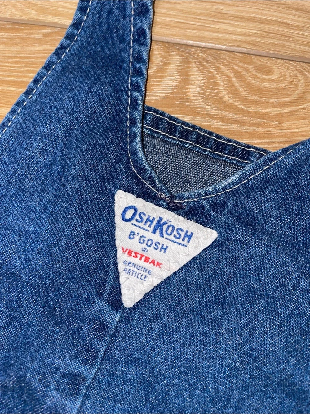Vintage OshKosh B'gosh Dark Blue Denim Footed Baby Overalls 6/9 mos